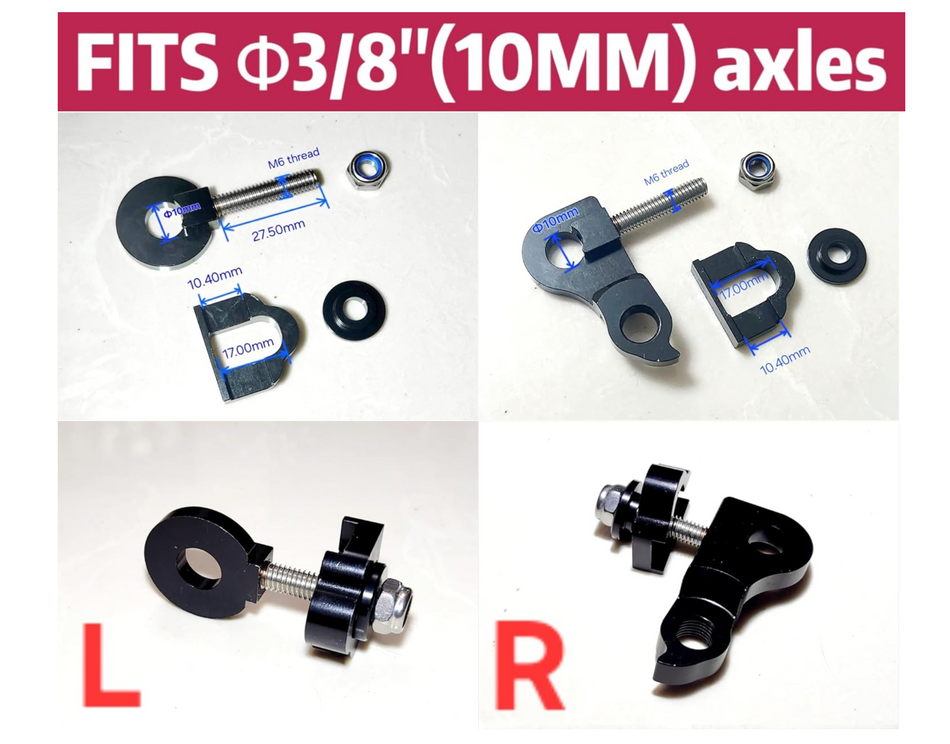 Chain tension tensioner, rear derailleur hanger, M10 Dirt Jump Frame